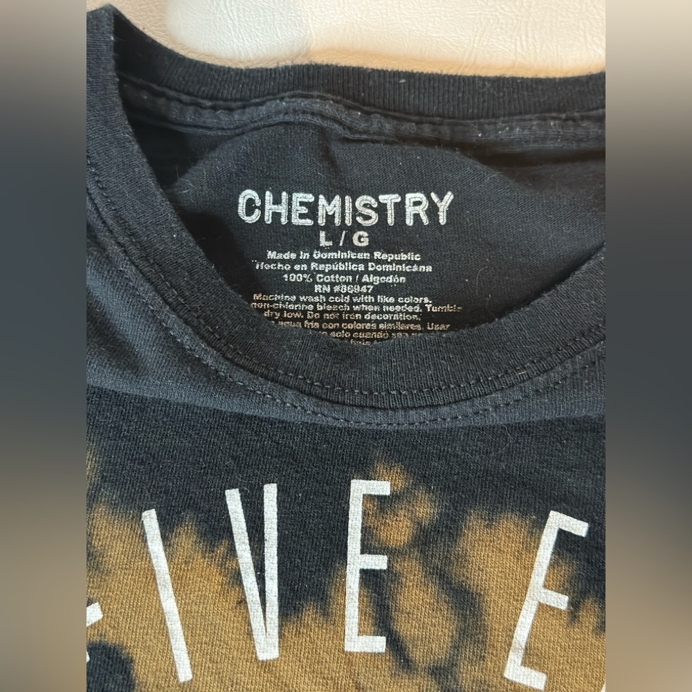 Chemistry Posi+ive Energy Black & Brown Tie Dye Graphic Tee W/ Skull Design LG - Picture 3 of 5